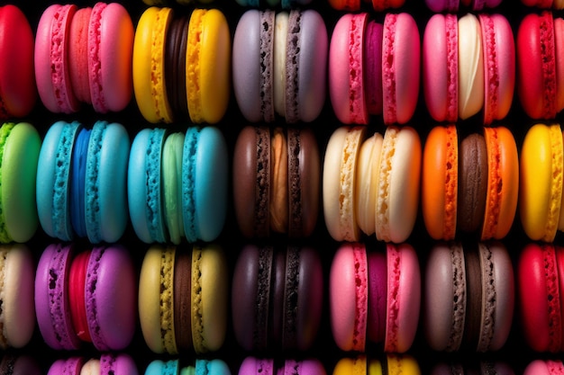 Fondo de macarons coloridos Imagen de ilustración hermosa AI generativa