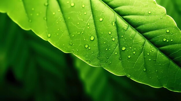 Fondo macro de la naturaleza de la hoja verde Diseño generativo ai