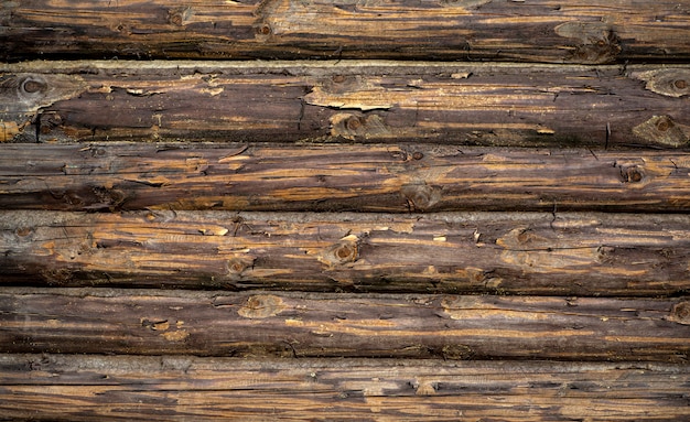 Fondo de madera Antigua muralla de madera de una casa rústica con textura