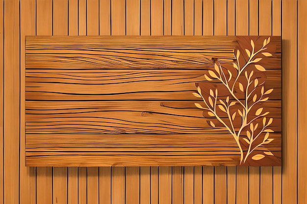 Un fondo de madera con un árbol y hojas.