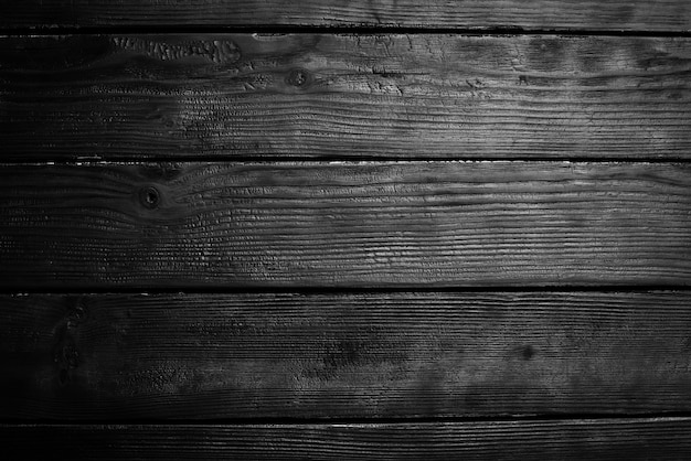 Fondo de madera carbonizado negro Textura de madera Vista superior Espacio libre para el texto