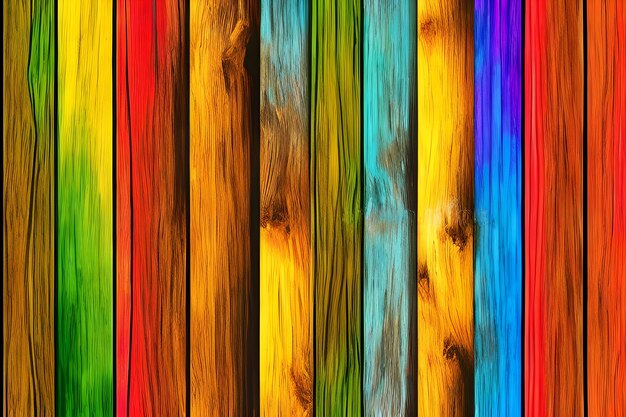 Foto fondo de madera colorida fondo de madera arco iris fondo de madera fondo de madera ai generativo