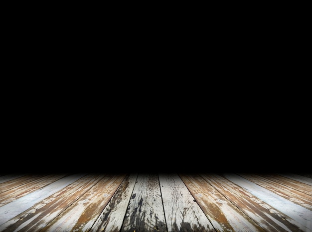 Foto fondo de madera con concepto de perspectiva de fondo negro