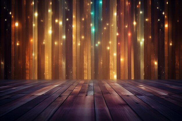 Foto fondo de madera con luces bokeh doradas fondo de navidad