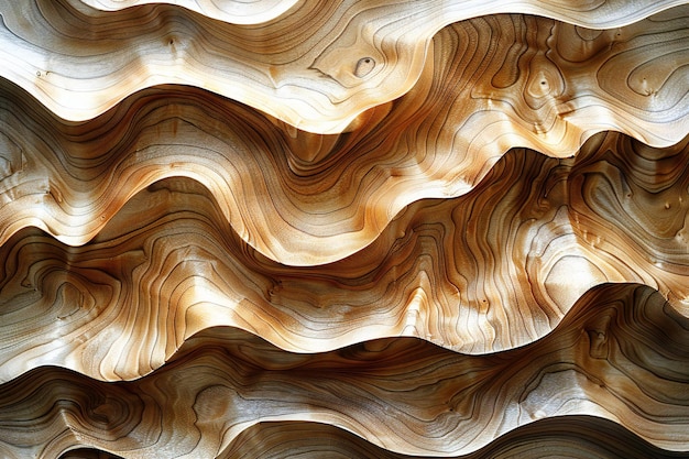 Fondo de madera marrón claro con textura de grano ondulado para el diseño y la decoración vista de cerca de la