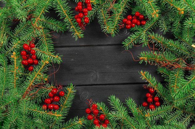 Fondo de madera de Navidad con decoración navideña