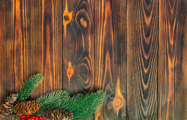 Foto fondo de madera de navidad con regalos y un lugar para copiar.