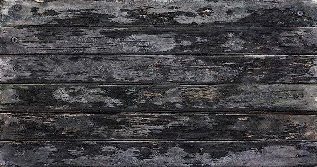 Fondo de madera negra, tablones carbonizados, tableros manchados de negro pintado