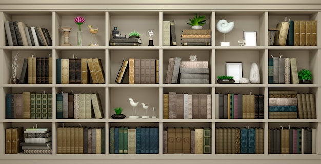 Fondo de madera de pared libros de biblioteca clásica o estudio de biblioteca o sala de estar, educación