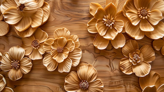 Fondo de madera con patrón floral