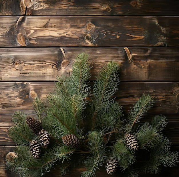 Fondo de madera y planta de pino