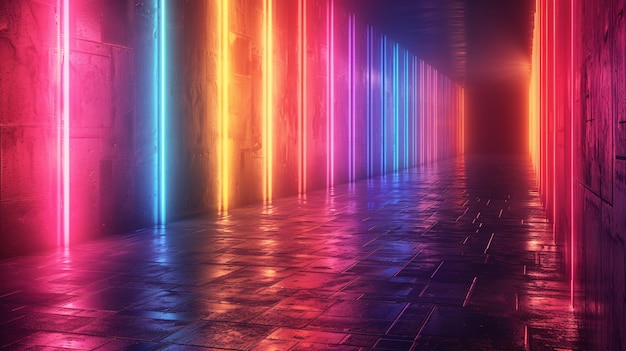 Fondo mágico de neón brillante magnífico gradiente efecto de luz fondo renderización 3D