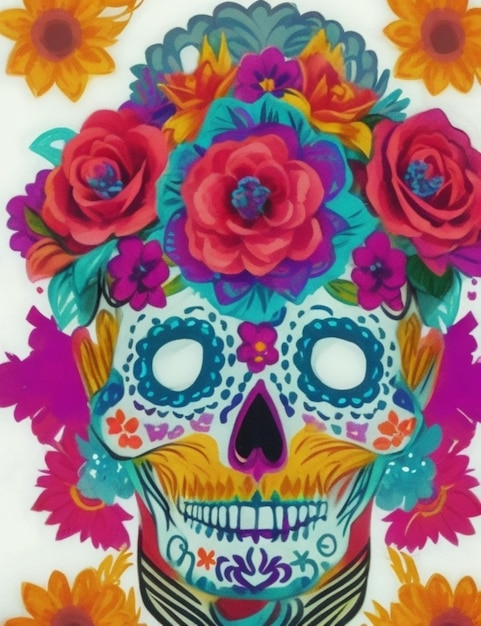 fondo mágico vibrante del día de los muertos colorido