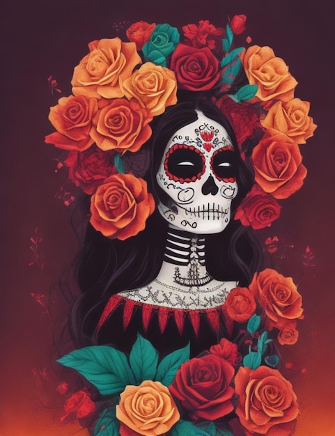 fondo mágico vibrante del día de los muertos colorido