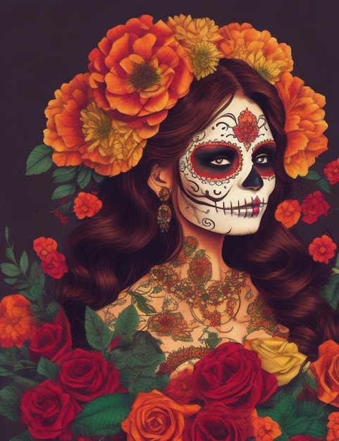 fondo mágico vibrante del día de los muertos colorido