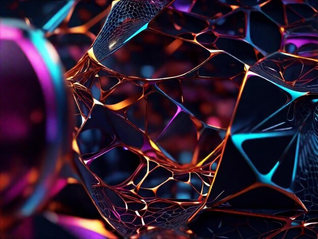 Fondo de malla abstracta de luz de neón de renderizado 3D