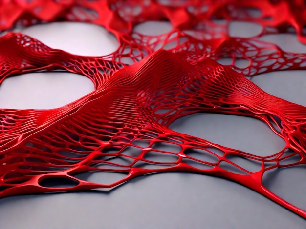Fondo de malla abstracto de color rojo renderizado en 3D