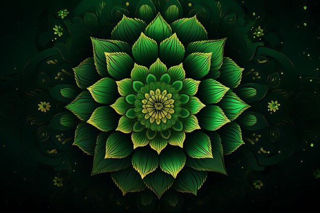 Foto fondo de mandala verde con detalles dorados