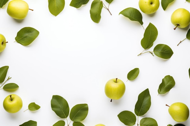 Foto fondo de manzanas con hojas verdes.