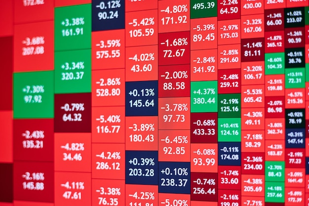 Fondo del mapa de calor de Stock en el monitor en predominantemente rojo