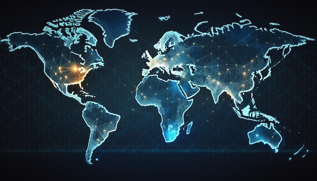 Fondo de mapa mundial de estructura de conexión de red