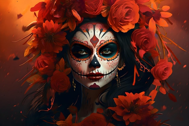 Foto fondo de maquillaje del día de muertos.