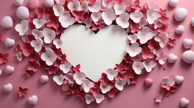 Fondo de marco abstracto de corazón rosa y blanco para la tarjeta de felicitación del día de San Valentín