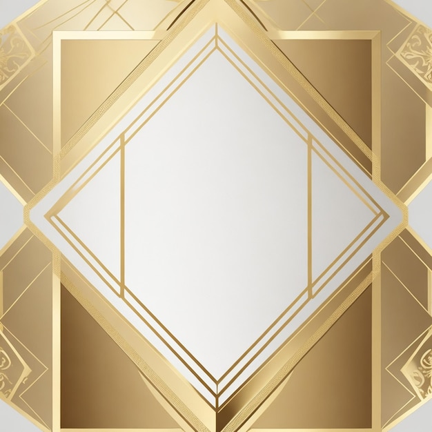 Fondo de marco en blanco de invitación geométrica dorada vectorial