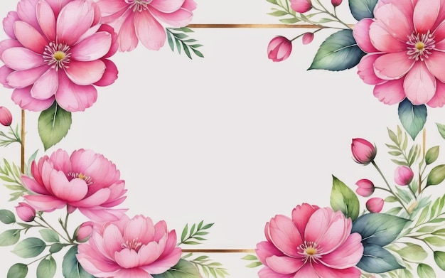 fondo de marco de flor rosa acuarela