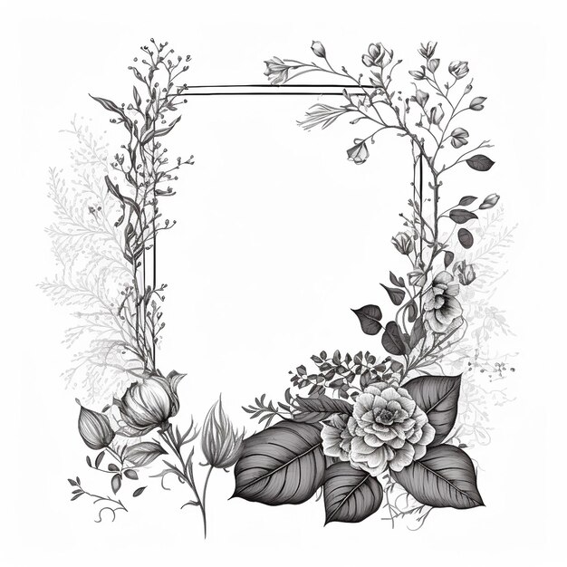 Foto fondo de marco floral abstracto marco de tarjeta vintage con espacio de copia marco floral vacío