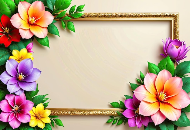 Un fondo de marco floral adornado con flores vibrantes que añaden elegancia y encanto