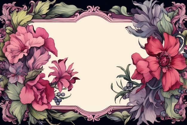 Fondo de marco floral de ilustración floral acuarela