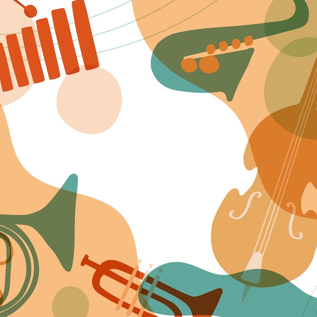 El fondo del marco de música retro png ilustración de instrumento pastel naranja