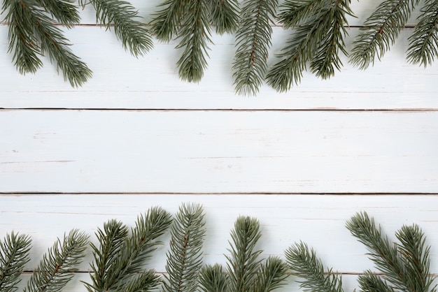 Fondo de marco de ramas de árbol de Navidad