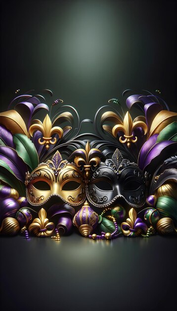 Foto fondo de mardi gras con máscaras