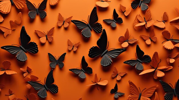 Fondo con mariposas en color naranja