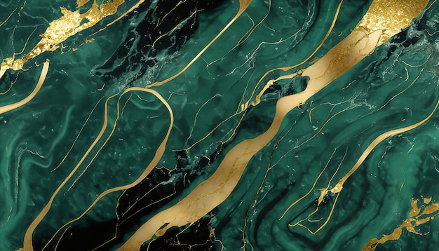 fondo de mármol abstracto verde oscuro y dorado