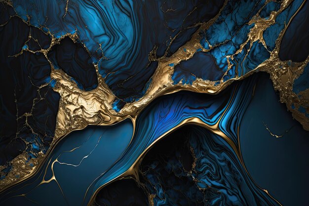 Fondo de mármol azul y dorado metálico de lujo Generative Aix9