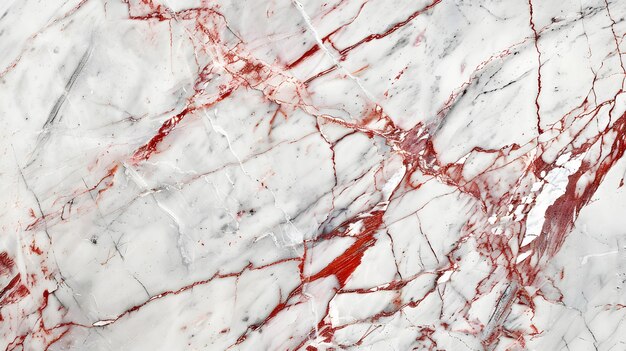 Fondo de mármol blanco con venas rojas superficie de textura de piedra natural