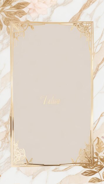 Foto fondo de mármol de lujo para un diseño de marco de tarjeta de invitación elegante marco de flores doradas en colores pastel