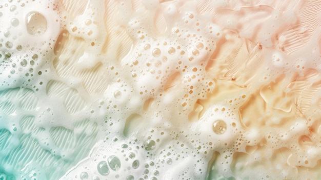 Foto fondo de mármol pastel en burbujas de espuma playa de verano