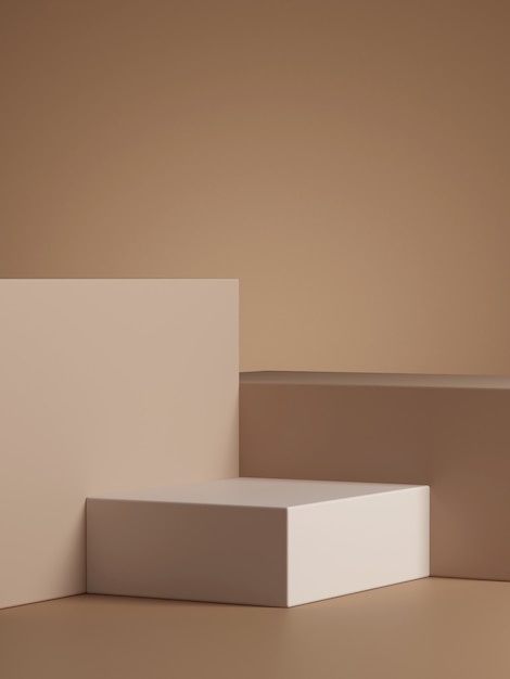 Foto fondo marrón del podio geométrico mínimo para la ilustración de la representación 3d de la presentación del producto