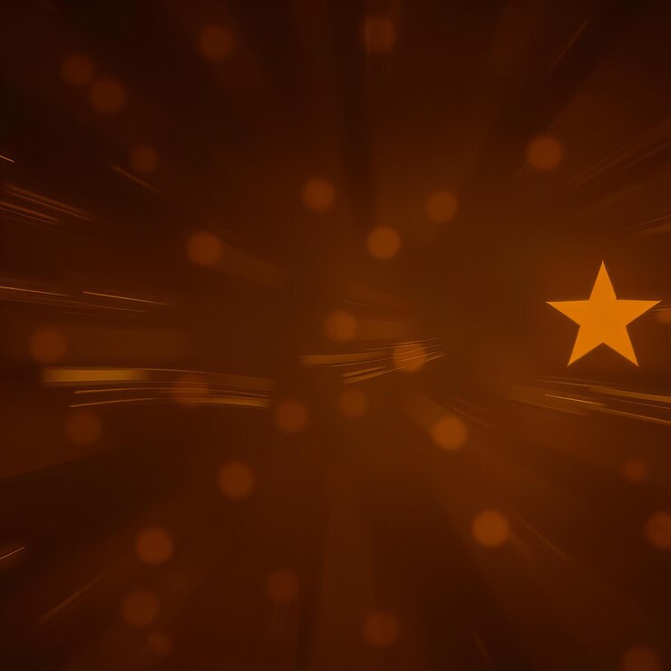 Fondo marrón con puntos dorados y una estrella dorada