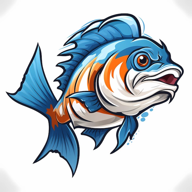 Fondo de mascota logo pescado blanco