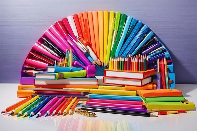 Foto fondo de materiales escolares de colores