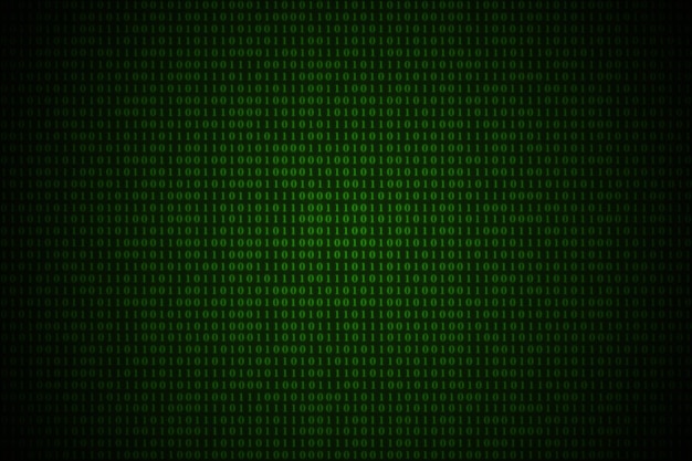 Fondo de matriz verde de números binarios Matriz de datos de computadora Fondo de números uno y cero verde y azul brillante