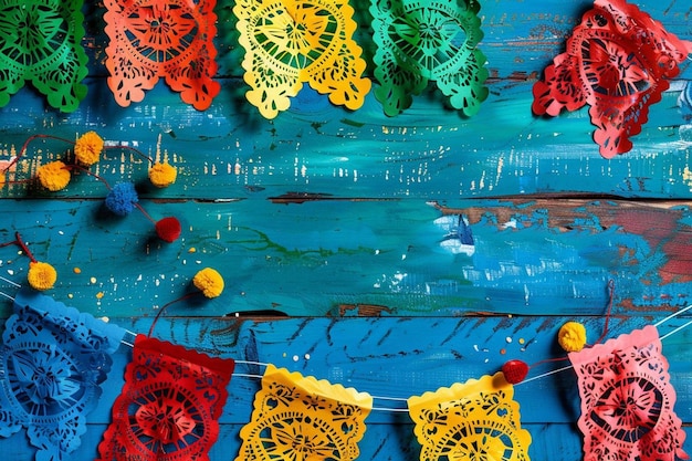 Foto fondo del mes de la herencia hispana con banderas de papel mexicanas