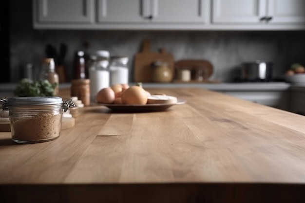 Fondo de mesa de cocina de madera vacía con infinitas posibilidades