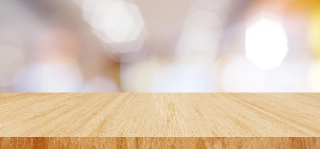 Foto fondo de mesa de madera y fondo borroso