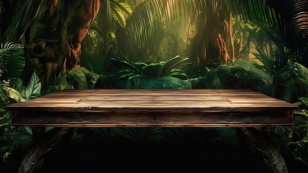 Fondo de mesa de la selva Generativo Ai